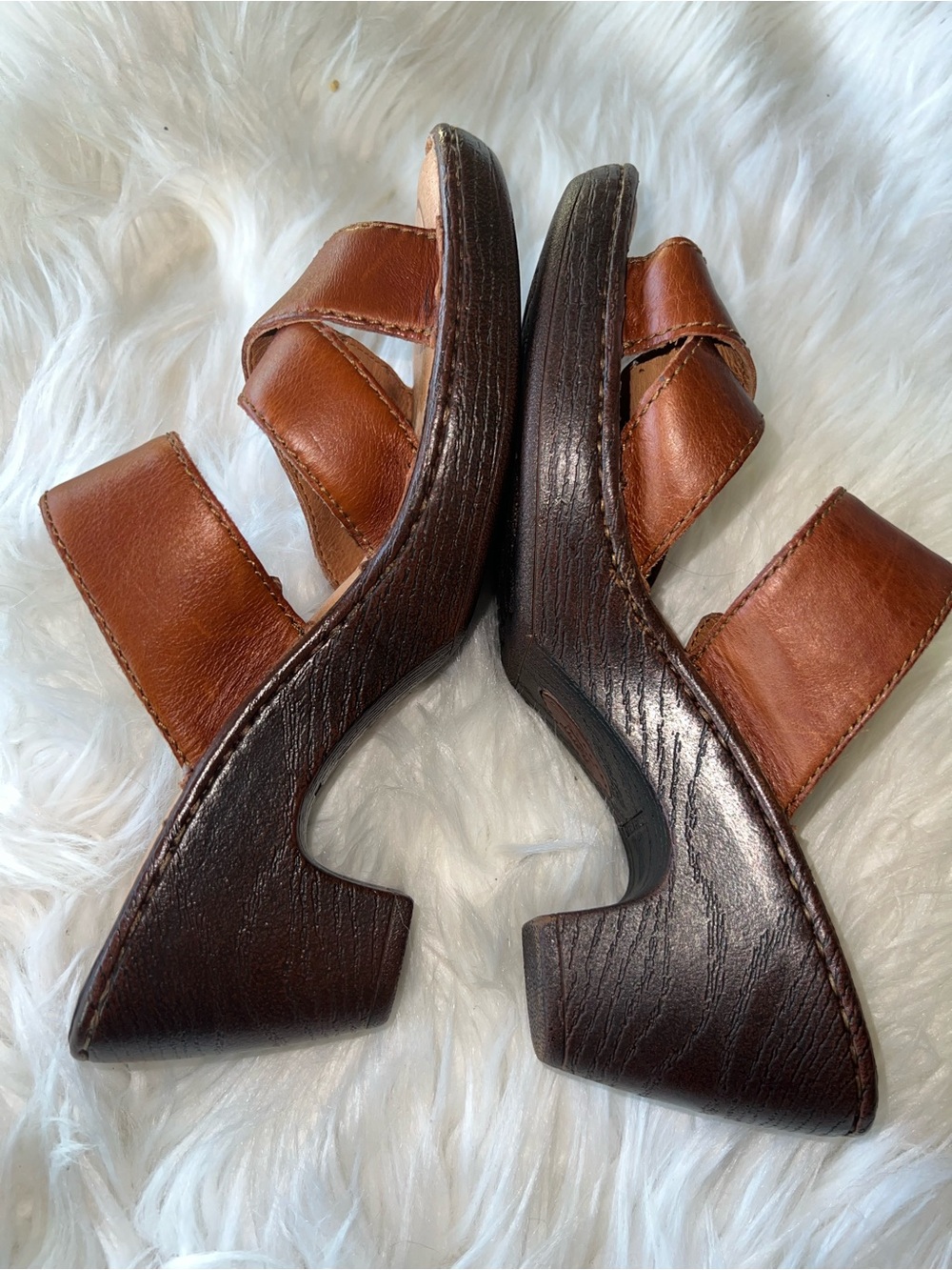 Born Brown Leather Women's Buckle Slide Sandals - Picture 3 of 6